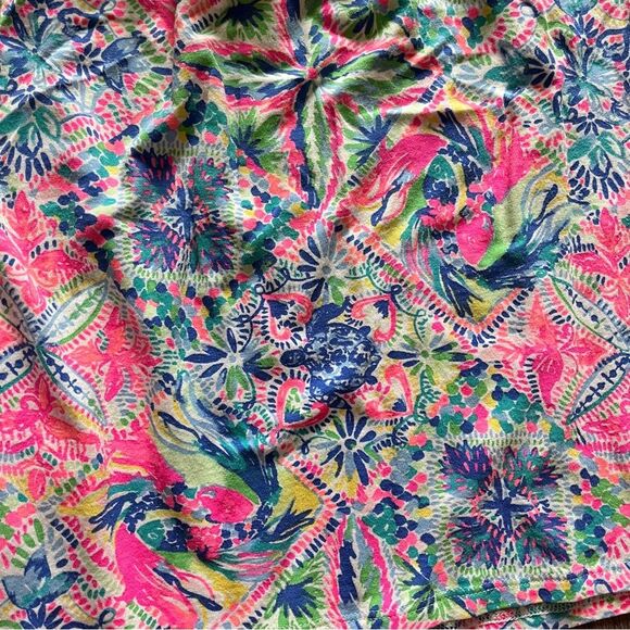 Lilly Pulitzer Pink and Blue Ruffled Short Sleeve Blouse Sz small - Picture 3 of 7